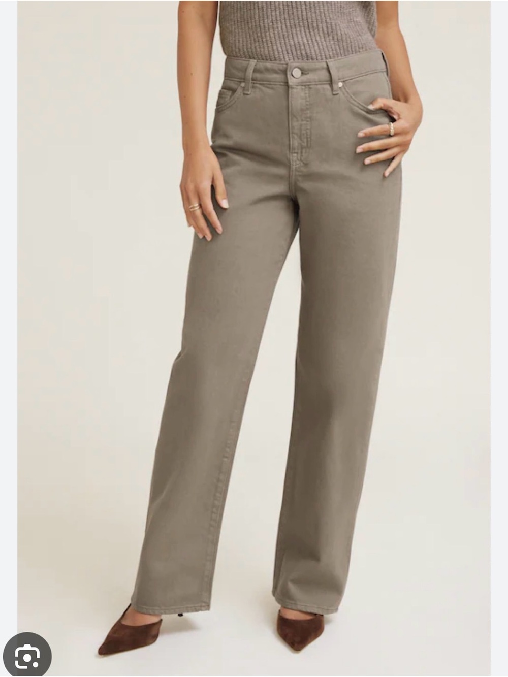 Dynamite Mika Mid Rise Straight Leg Jeans in Taupe